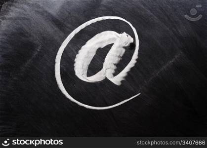 Symbol of internet written on blackboard