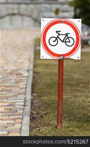 Symbol of no bicycle sign on the park