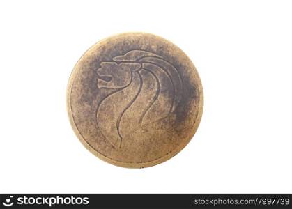 Symbol of Singapore, lion head on bronze