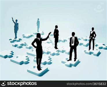 Symbol of social network and human figures