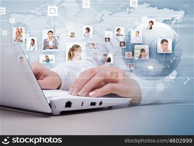 Symbol of social network. Symbol of social network with people images