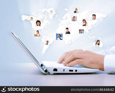 Symbol of social network. Symbol of social network with people images