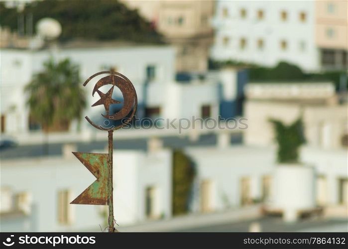 Symbol of Tunisia with Buildlings in Background