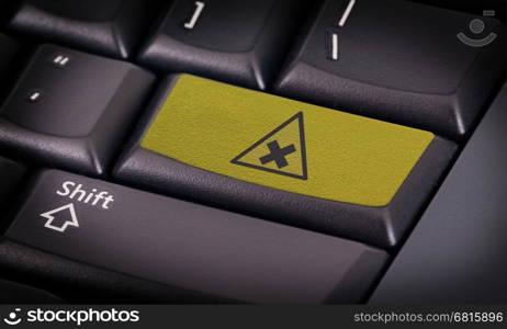 Symbol on button keyboard, warning (yellow) - irritating