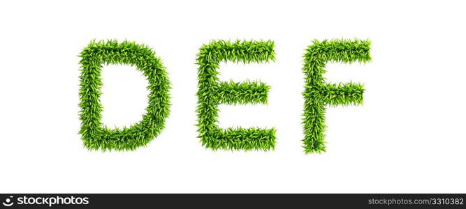 symbolic grassy alphabet 3d rendering