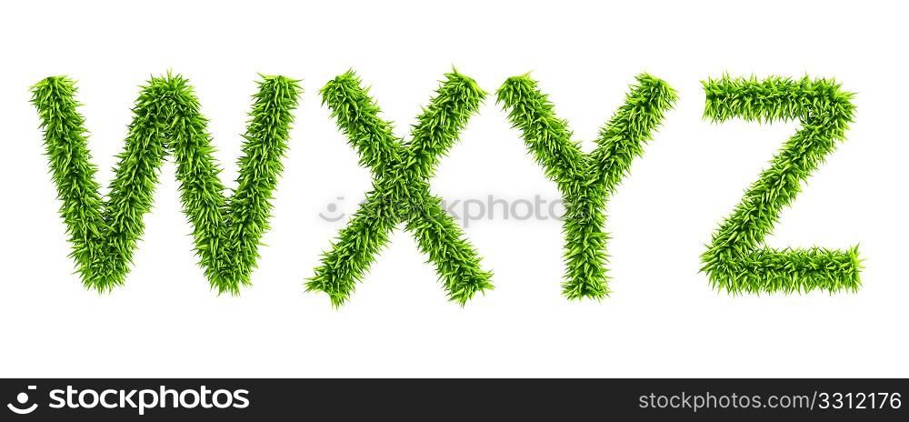 symbolic grassy alphabet 3d rendering