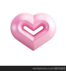 symbolic pink valentine heart, isolated 3d render