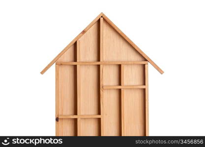 Symbolic wooden house isolated on white background