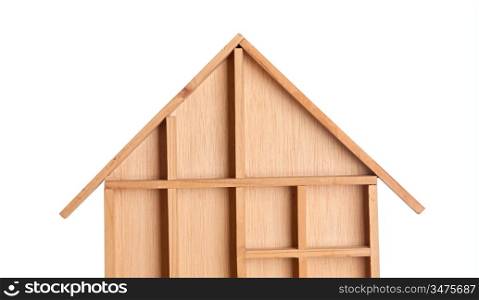 Symbolic wooden house isolated on white background