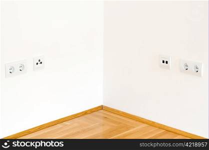 Symmertic view of simple white corner wall