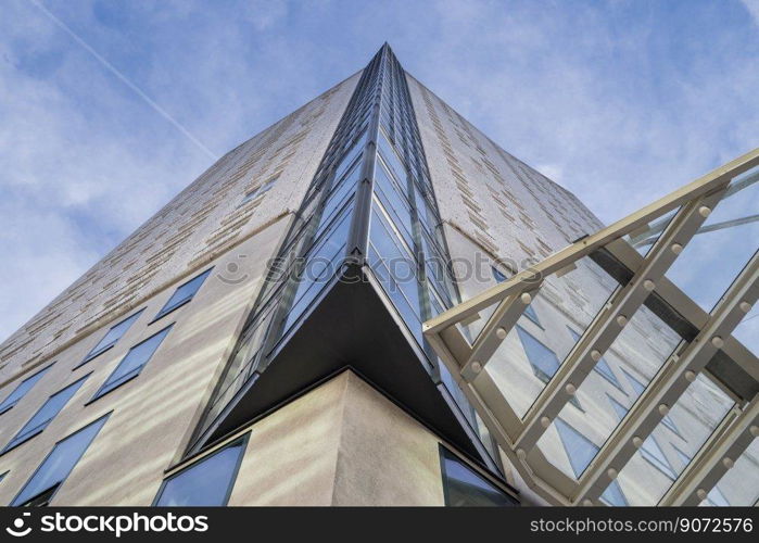 symmetrical view of building modern facade