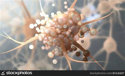 Synapse and Neurons sending electrical signals and chemical signaling to human receptor cells as a neurotransmitters for the brain and nervous system in the function of anatomy of the body.3d illustration. Synapse and Neurons sending electrical signals and chemical signaling