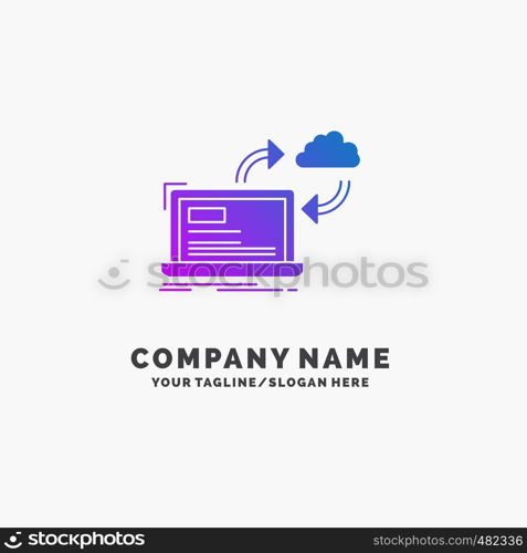 sync, processing, data, dashboard, arrows Purple Business Logo Template. Place for Tagline.. Vector EPS10 Abstract Template background