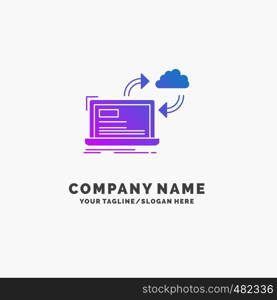 sync, processing, data, dashboard, arrows Purple Business Logo Template. Place for Tagline.. Vector EPS10 Abstract Template background