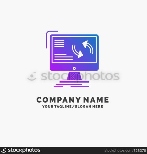 synchronization, sync, information, data, computer Purple Business Logo Template. Place for Tagline.. Vector EPS10 Abstract Template background