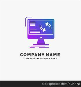 synchronization, sync, information, data, computer Purple Business Logo Template. Place for Tagline.. Vector EPS10 Abstract Template background