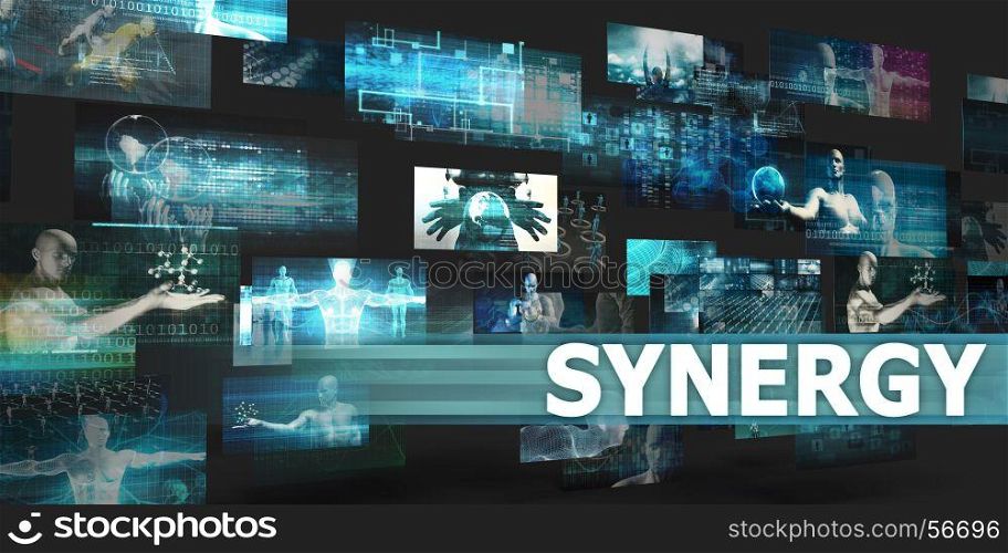 Synergy Presentation Background with Technology Abstract Art. Synergy