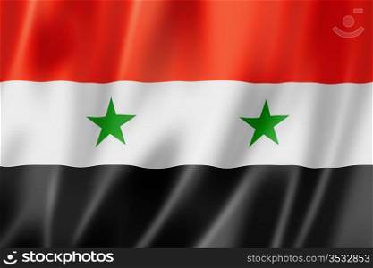 Syria flag, three dimensional render, satin texture. Syrian flag