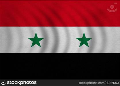 Syrian national official flag. Patriotic symbol, banner, element, background. Correct colors. Flag of Syria wavy with real detailed fabric texture, accurate size, illustration