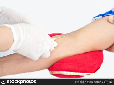 syringe for test blood and examination on white background