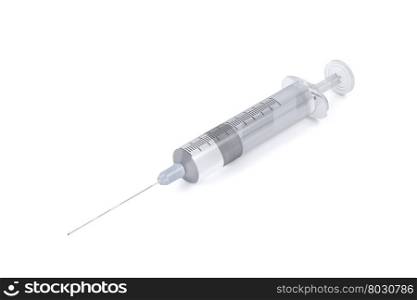 Syringe on white shiny background, 3D illustration