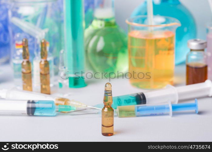 syringe with ampules of drugs