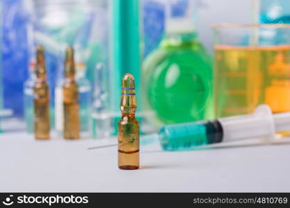 syringe with ampules of drugs