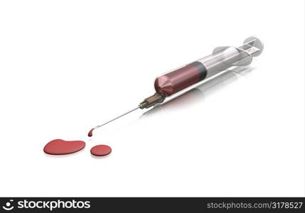 Syringe with blood