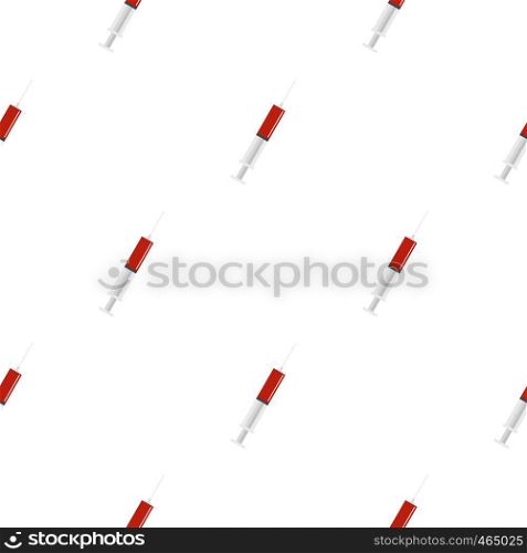 Syringe with red liquid pattern seamless flat style for web vector illustration. Syringe with red liquid pattern flat