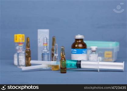 syringes with ampules of drugs