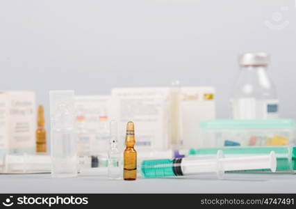 syringes with ampules of drugs