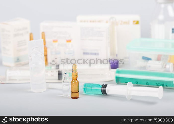 syringes with ampules of drugs