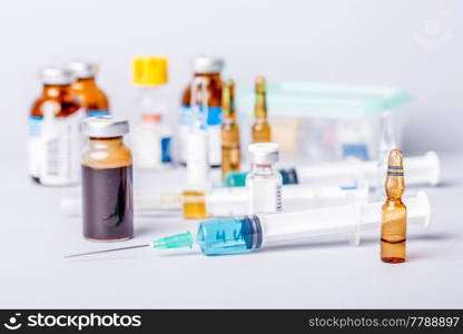 syringes with ampules of drugs