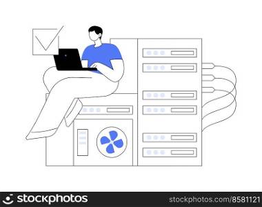 System administration abstract concept vector illustration. Network upkeeping, computer systems and servers configuration, install or upgrade computer components and software abstract metaphor.. System administration abstract concept vector illustration.