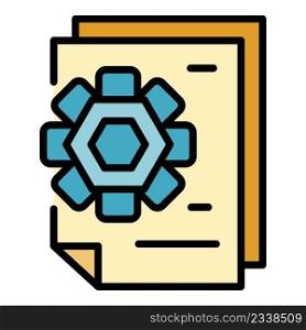 System gear report icon. Outline system gear report vector icon color flat isolated. System gear report icon color outline vector