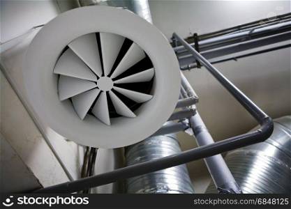 System of ventilating pipes at a modern factory