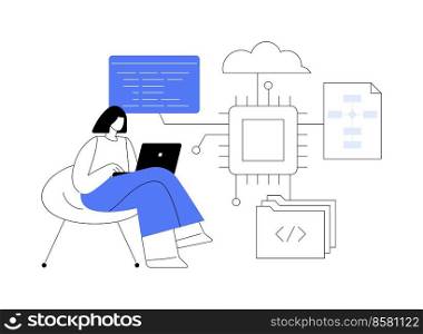 System software development abstract concept vector illustration. All in one software solution, core system modernization, web based software, database systems and apps creation abstract metaphor.. System software development abstract concept vector illustration.