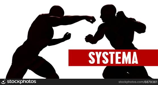 Systema Class with Silhouette of Two Men Fighting. Systema