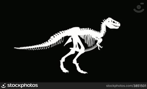 T-Rex Dinosaur silhouette against black, seamless loop