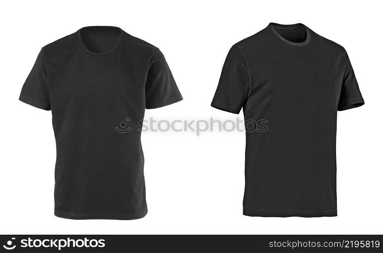 t-shirt back isolated on white background. two black t-shirts isolated on white