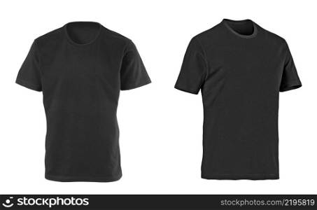t-shirt back isolated on white background. two black t-shirts isolated on white