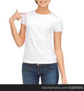 t-shirt design concept - woman in blank white t-shirt