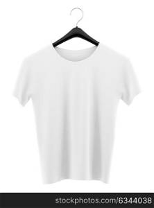 t-shirt on clothing hanger isolated on white background. 3d illustration