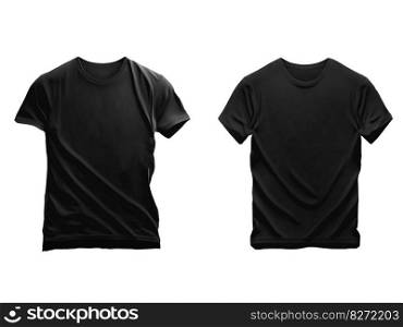 T-shirt template set. black color. Man woman unisex model. Two t shirt mockup. Front side. Flat design. Isolated. white background. illustration copy space. T-shirt template set. black color. Man woman unisex model. Two t shirt mockup. Front side. Flat design. Isolated. white background. illustration