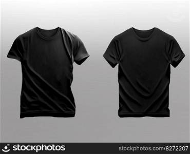 T-shirt template set. black color. Man woman unisex model. Two t shirt mockup. Front side. Flat design. Isolated. Gray background. illustration copy space. T-shirt template set. black color. Man woman unisex model. Two t shirt mockup. Front side. Flat design. Isolated. Gray background. illustration
