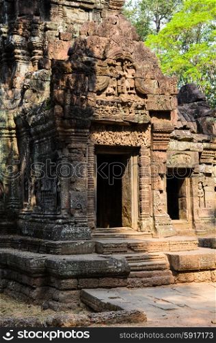Ta Som, part of Khmer Angkor temple complex, popular among tourists ancient lanmark and place of worship in Southeast Asia. Siem Reap, Cambodia.