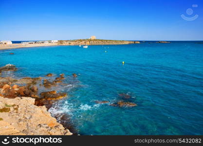 tabarca island alicante mediterranean blue sea in spain