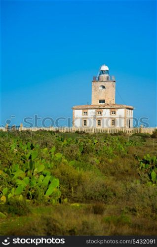 Tabarca island Lighthouse in Alicante Spain at Mediterranean sea