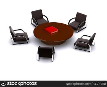 table, arm-chair and book 3d