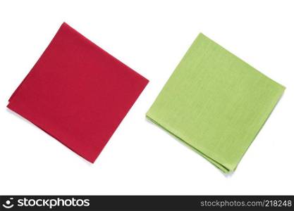 table cloth napkin at white background, top view